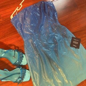 Lulu's Blue Sequin Mini Dress